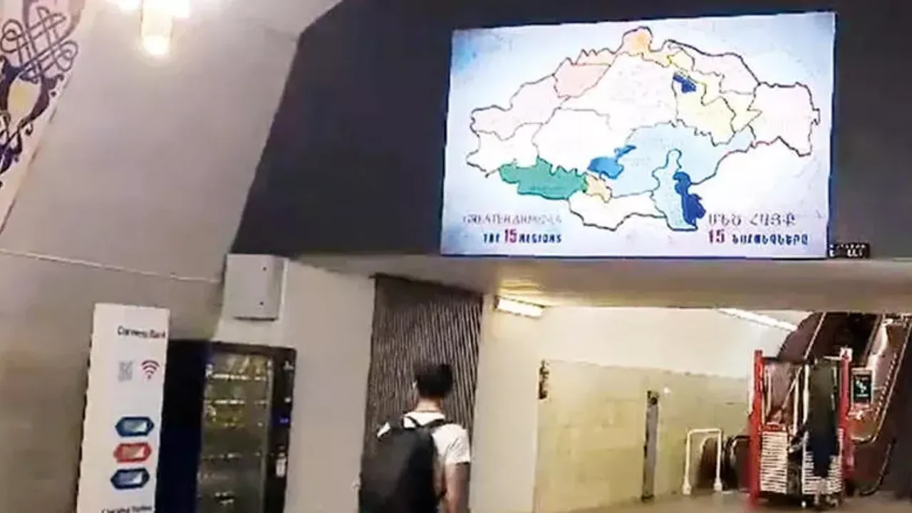 Ermenistan'dan skandal harita! Metro istasyonunda led ekrana yansıttılar