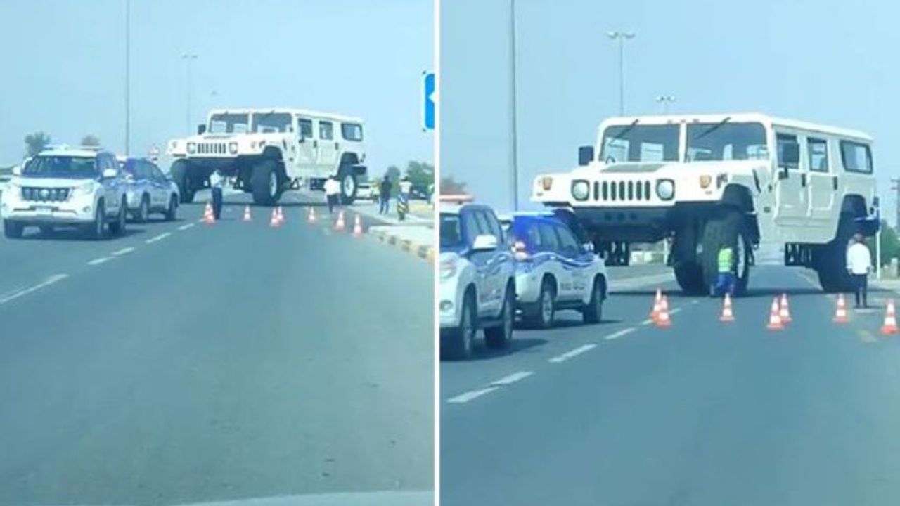 Dünyanın en büyük arabası Dubai'de trafiğe indi! Görenler bir daha baktı