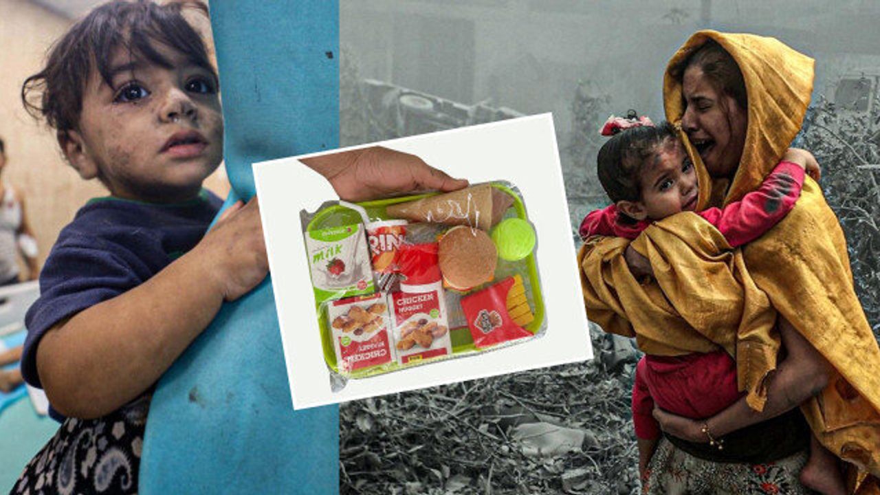 BM'den büyük rezalet! Gazzeli çocuklara yiyecek yerine oyuncak hamburger gönderdiler