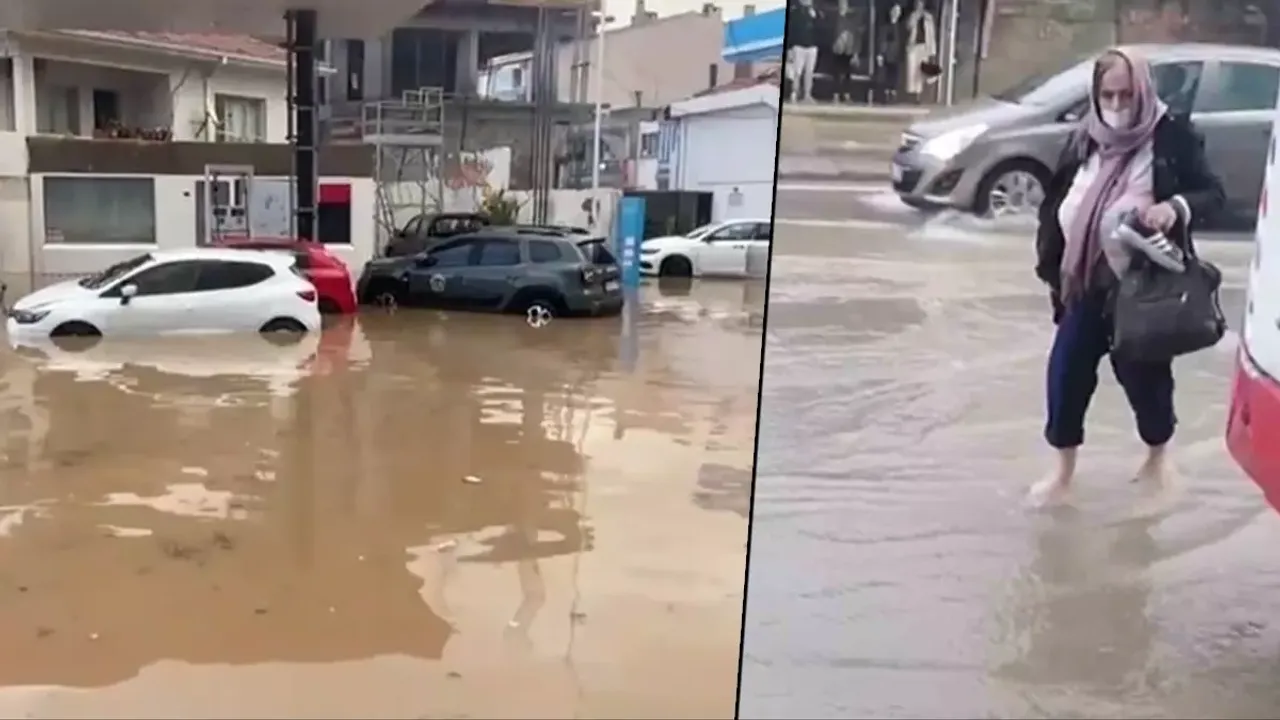 İzmir sular altında kaldı: Yollar göle döndü, araçlar suya gömüldü