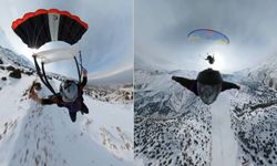 Ergan Dağı'nda 'yarasa adam uçuşu' nefes kesti